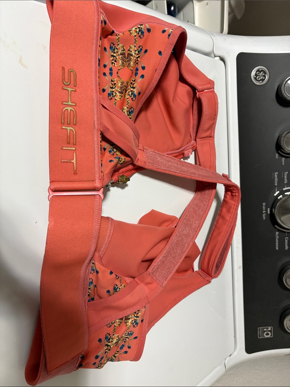SHEFIT Coral Sports Bra with Floral Accents